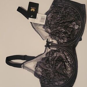 NWT Wacoal Retro Chic Full Figure Underwire Black Lace Bra Sexy coquette